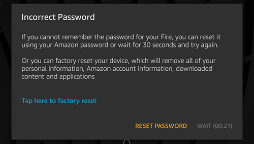 Forget Kindle Fire's screen lock password